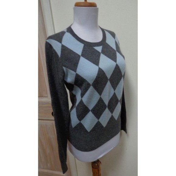 VGUC - TWEEDS Diamond Design 100% Cashmere Crewneck Sweater - Size M - Picture 4 of 6